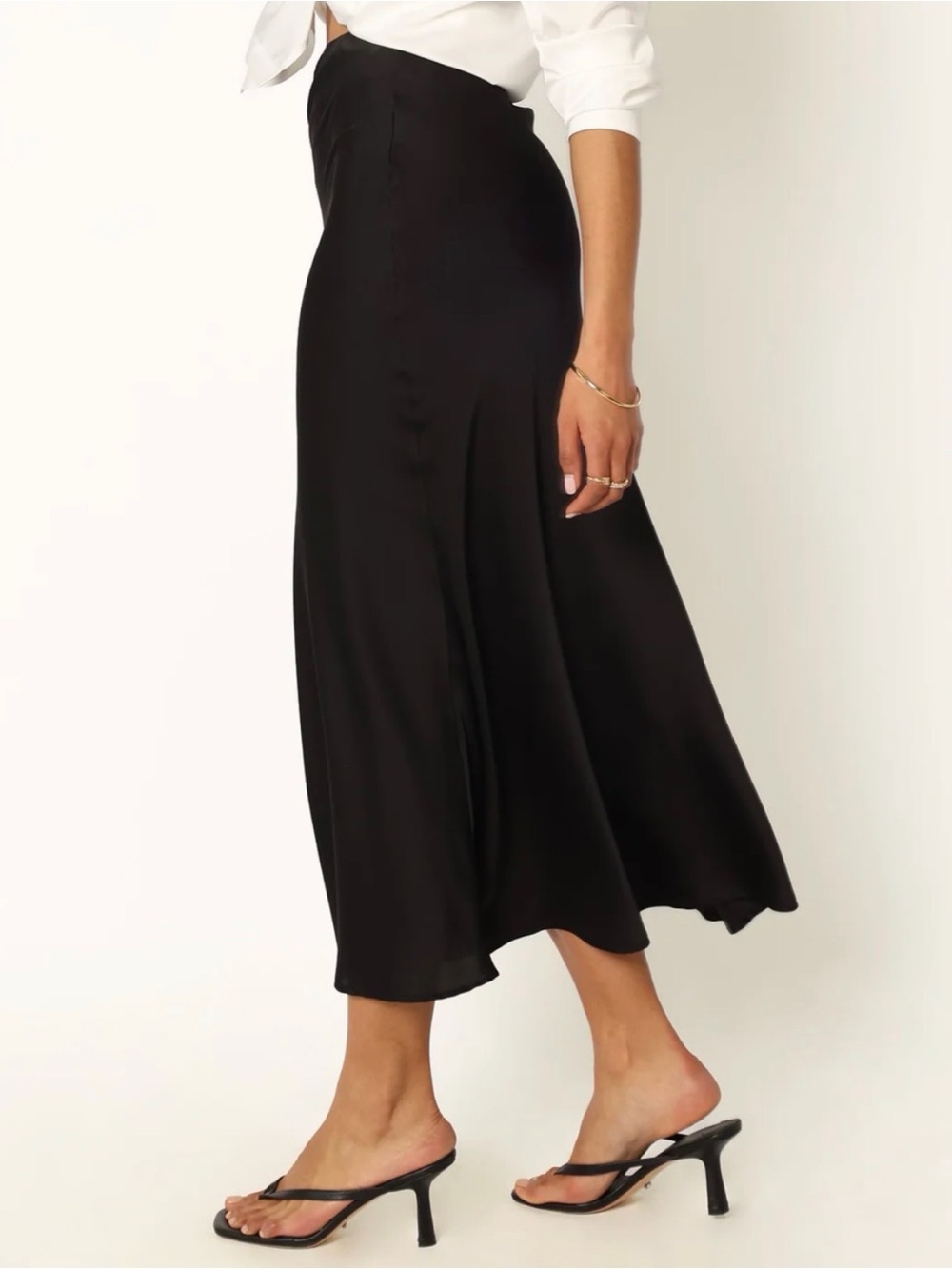 Petal & Pup Black Nellie Satin Midi Skirt - Picture 2 of 6